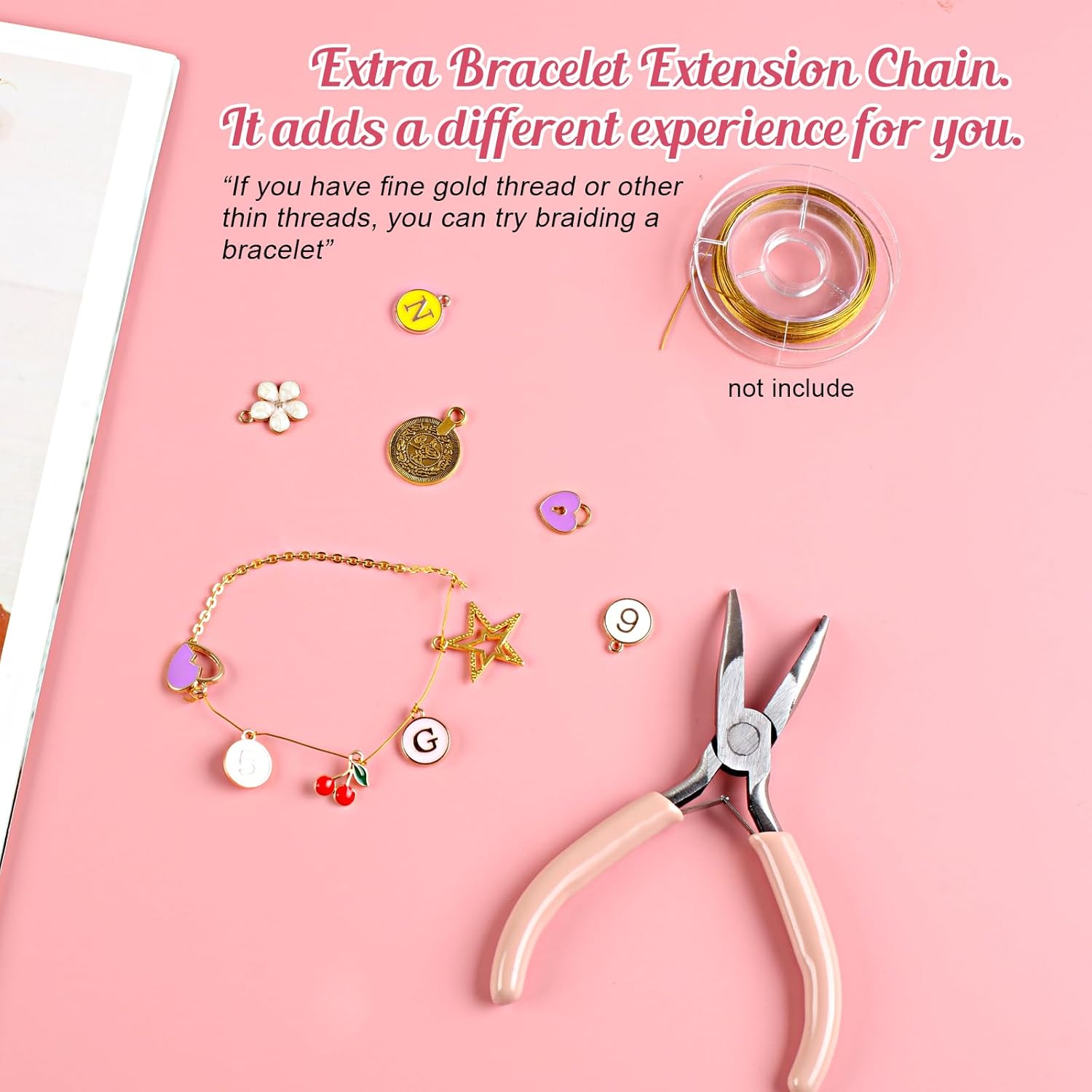 MUNKANT 481 Pcs Charms Lip Gloss Keychain Making Kit,Including 218 Charm Pendants,20 Keychain Clips,15 Extender Chain and 2 Jewelry Pliers,Bag Charm Kit for DIY Crafting,Jewelry Making and Gifts - Image 5