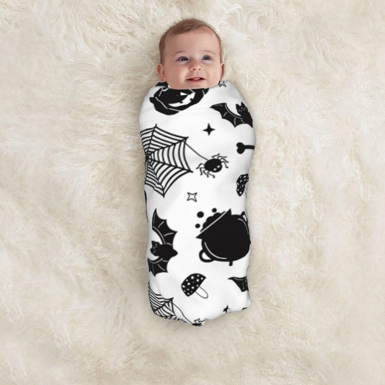 Christmas Halloween Bat Goth Pumpkin Skull Newborn Baby Stuff Baby Swaddle Blanket Throw Wrap Blankets Receiving Blanket Cover Breathable Soft Cozy for Infant Toddler Boys and Girls - Image 3