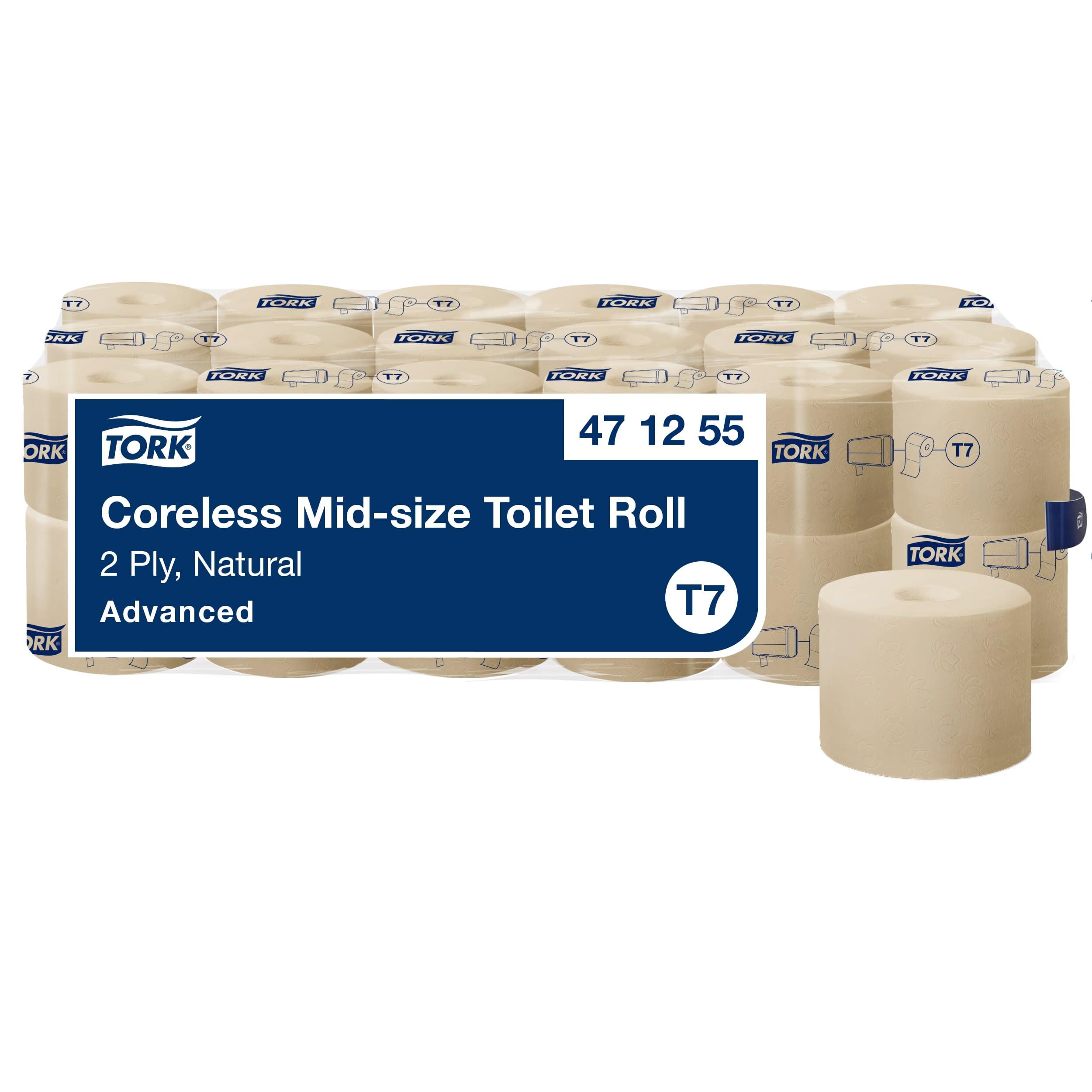 Tork Coreless - Rollo de papel higiénico natural T7, calidad avanzada, tamaño medio, 2 capas, 36 x 900 hojas, 471255