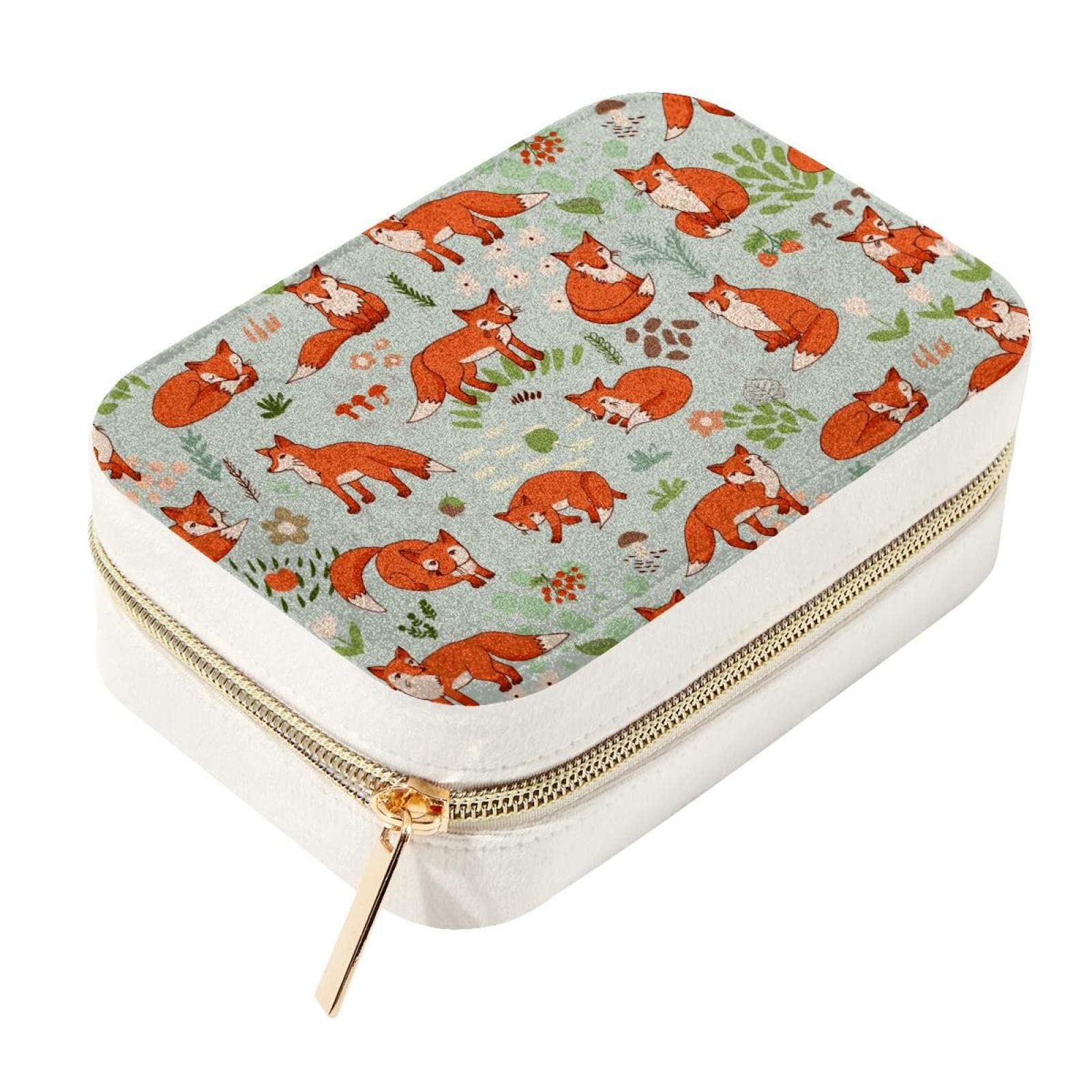 Boîte à bijoux femme et fille à motif floral forêt avec double compartiment de rangement