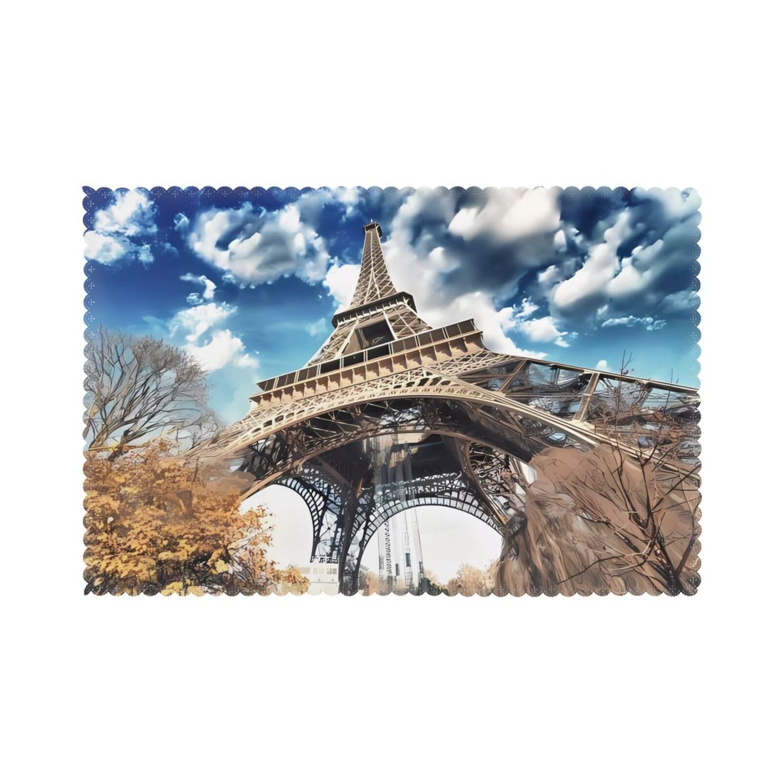 WHJSHOP Paris Tower Prints Placemats Set of 6 12x18in - Heat Resistant Table Layers for Homes, Hotels & Stylish Dining