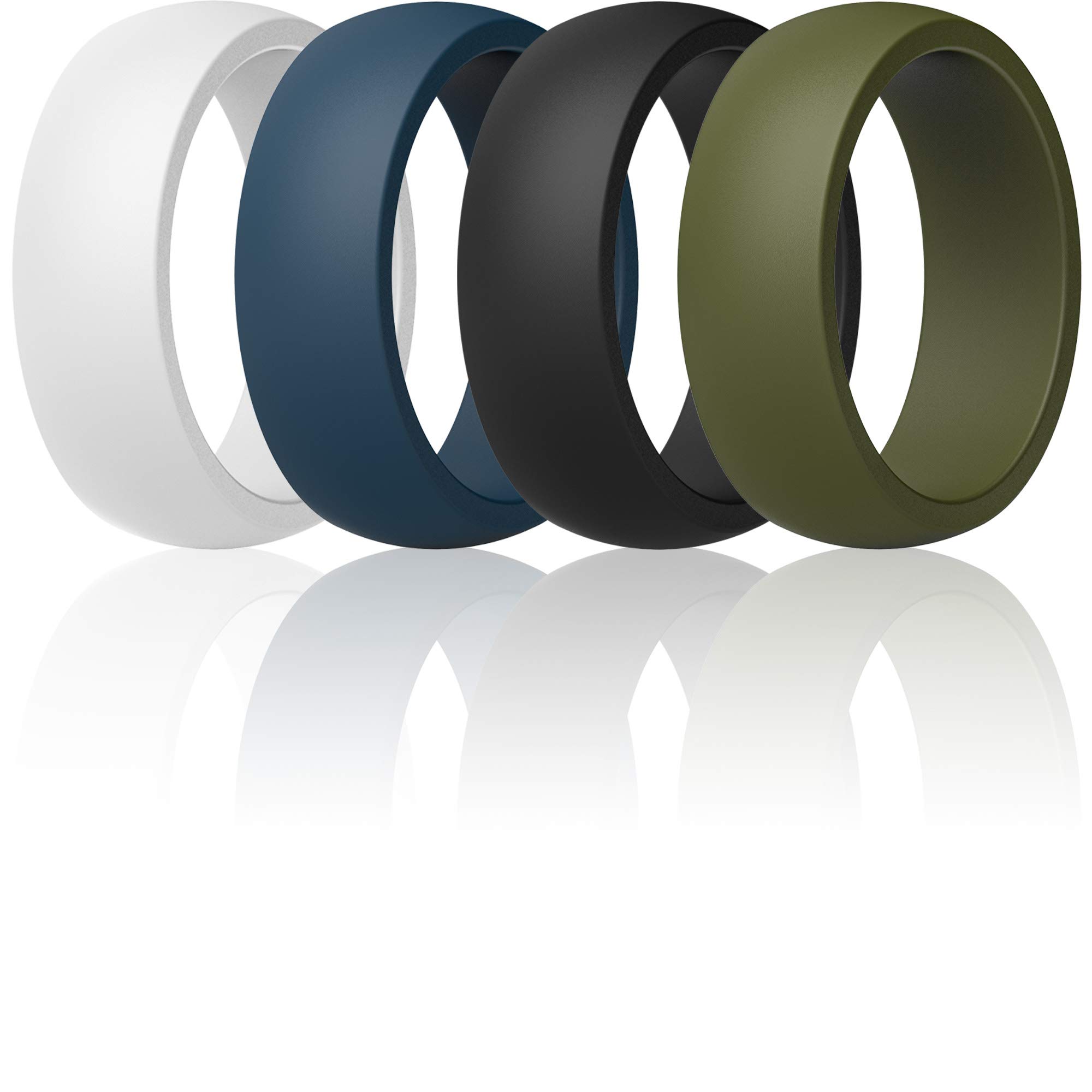 ThunderFit Men's Silicone Wedding Band Set - 8.7mm Wide Classic & Striped Rings (Pack Of 7) - View #6