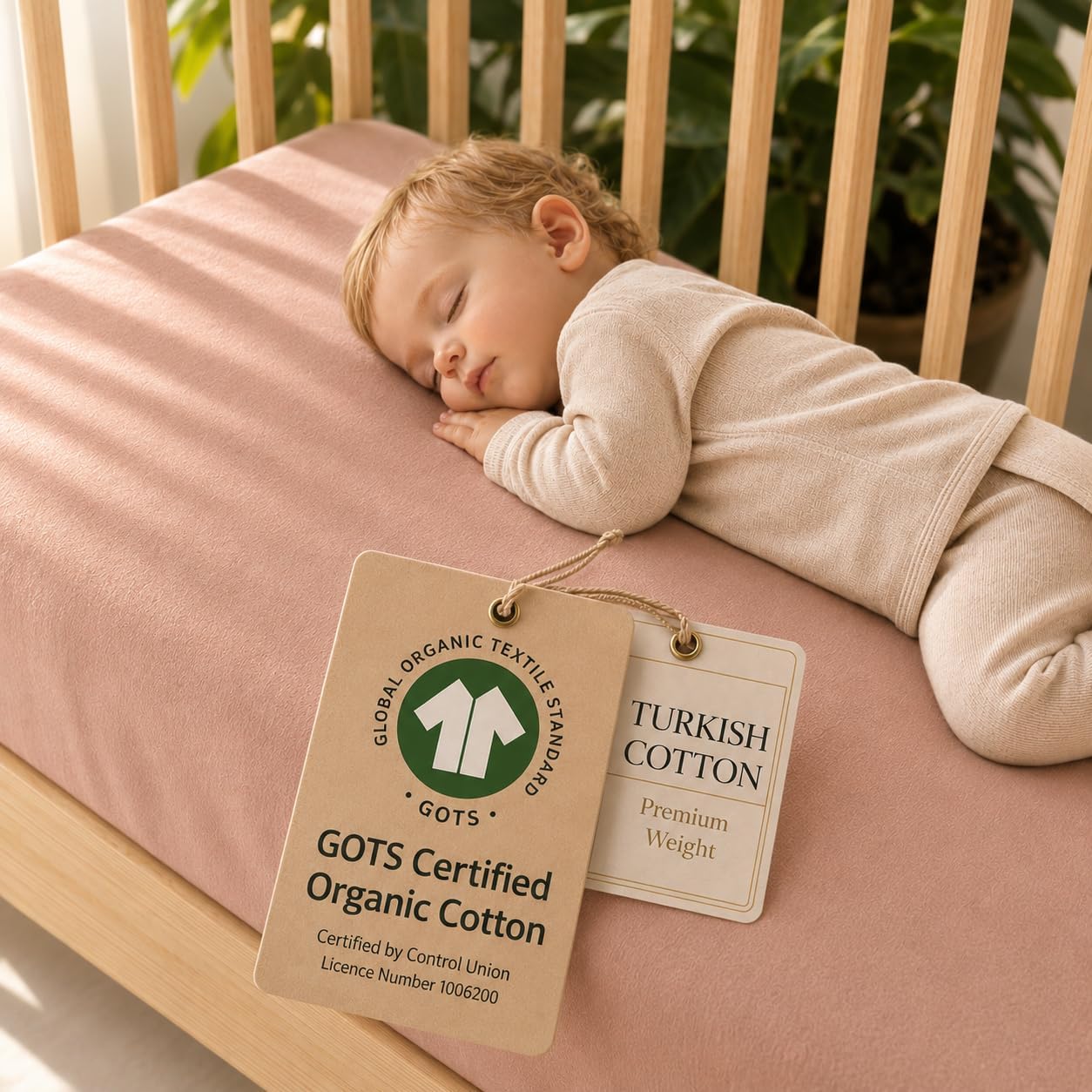 GOTS Organic Cotton Crib Sheets, Aegean Heritage Turkish Cotton 200GSM, Quality at First Touch,1 Pack Toddler Bed Fitted Mattress Sheets for Boys, Girls Cute Breathable Soft
