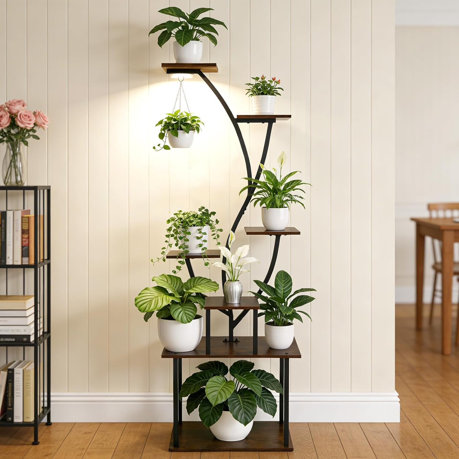 Cypherx Plant Stand Indoor with Grow Lights - 63" Tall Metal Corner Shelf for Indoor Plants, 7 Tiered Corner Plant Stand for Multiple Plants, Tree-Shaped Plant Rack for Home, Living Room, Office & Patio Decor
