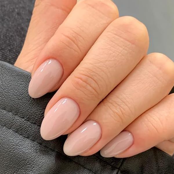 Celblisora Set di 30 unghie finte da incollare a forma di mandorla corta e morbida rosa lucida, riutilizzabili, set da donna - 4
