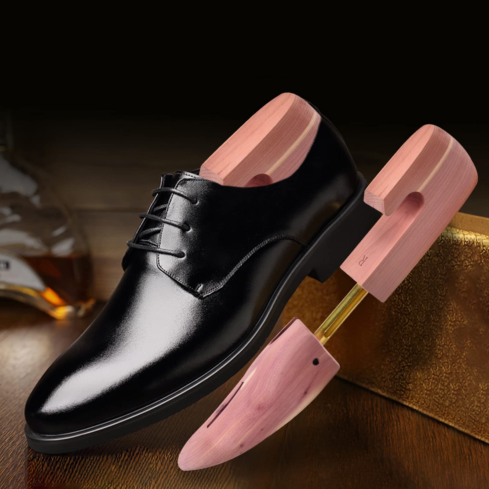 Zedernholz-Schuhspanner für Herren, verstellbarer Schuhspanner aus Holz für Lederschuhe (2er-Pack)