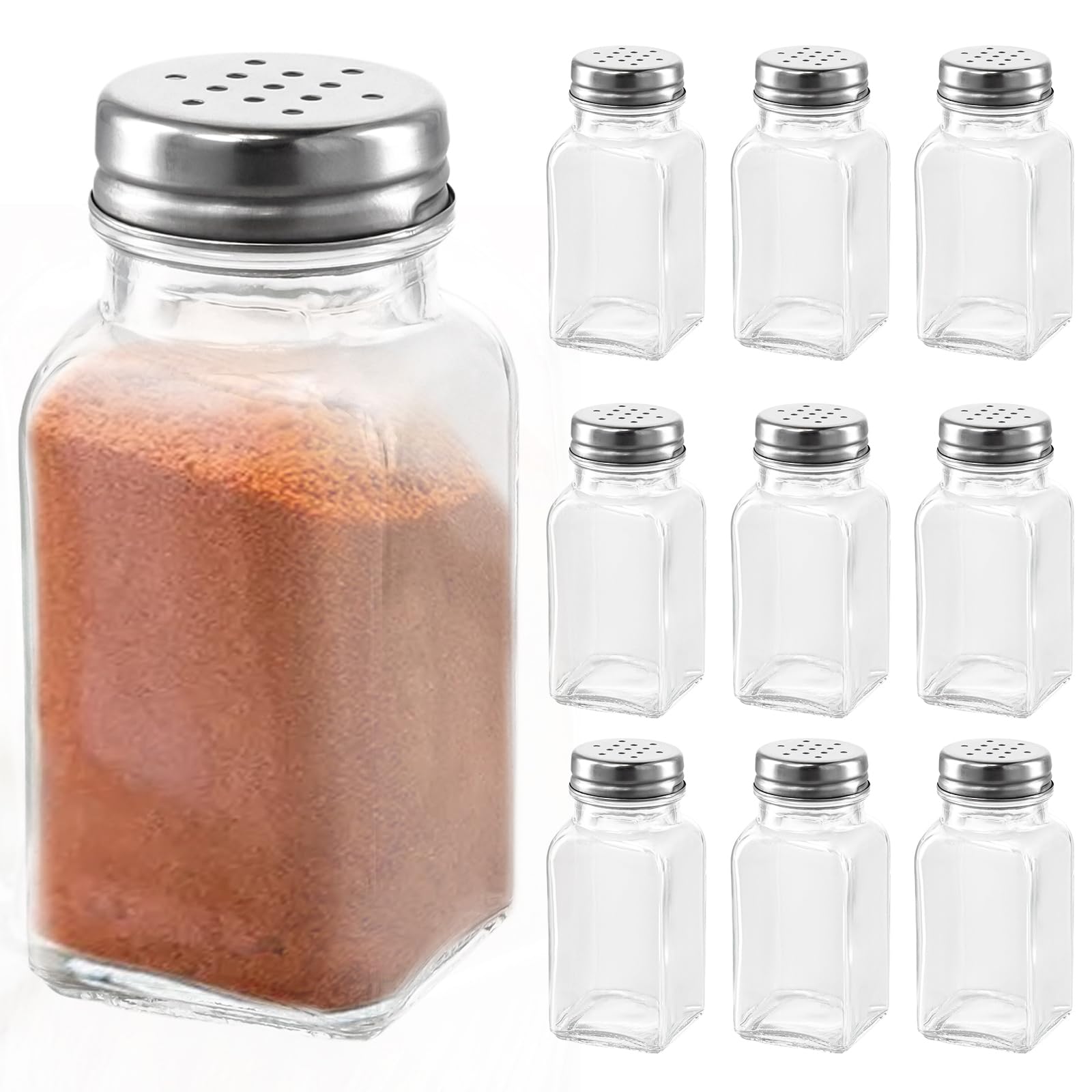 Set 4 Mini Saliera E Pepiera In Vetro Dorate Con Imbuto - 14g - Perfette Per Campeggio, Viaggi E Cucina - 4