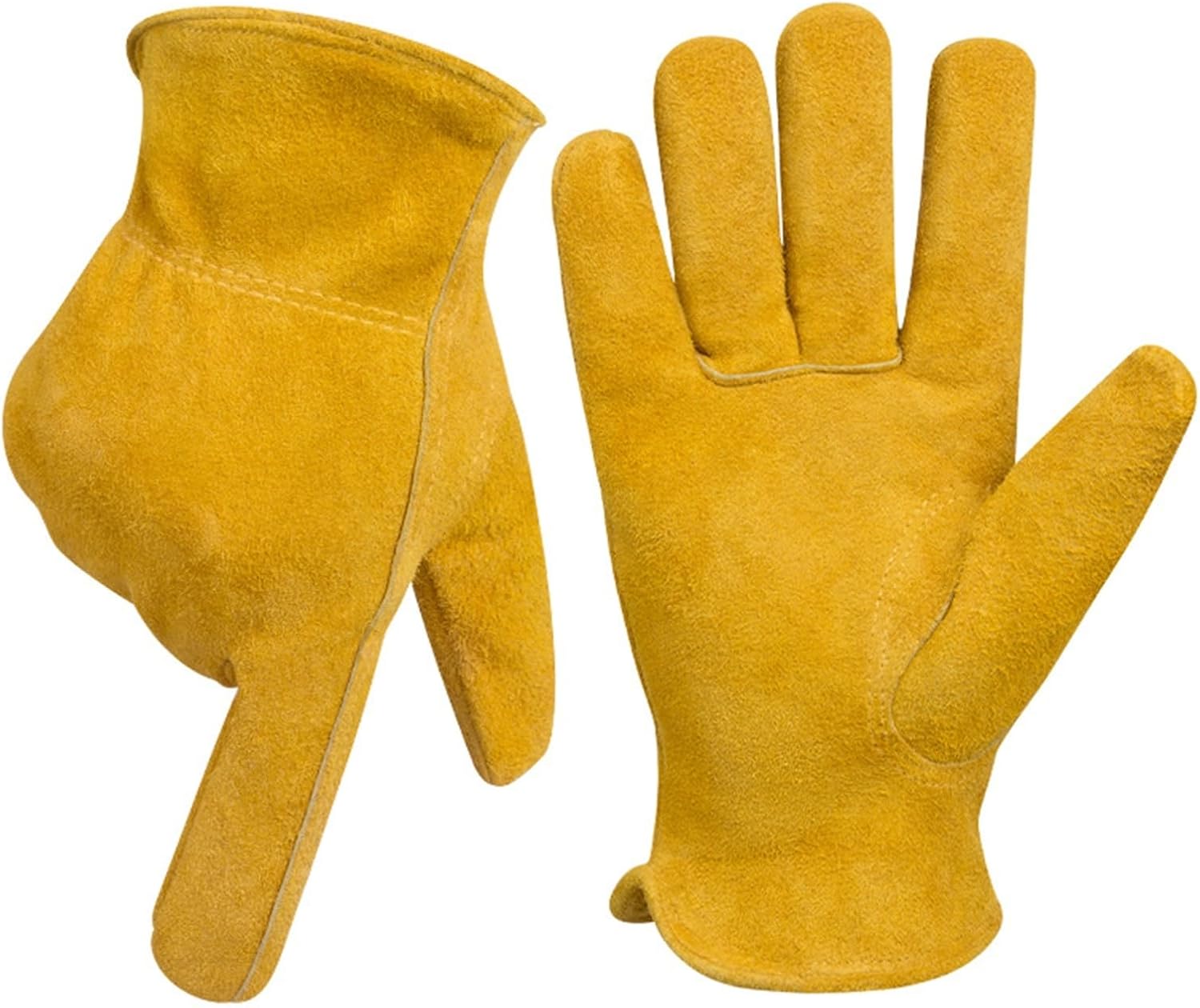 Leather Working Gloves Heat Resistant Outdoor Camping and Barbecue Protective Gloves for Ranching Farming Gardening(Small)