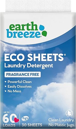 Earth Breeze Hojas de detergente para lavanderĂa sin fragancia sin jarra de plástico 60 cargas 30 hojas tecnologĂa sin lĂquido Earth Breeze Hojas de detergente para lavanderĂa sin fragancia sin jarra de plástico 60 cargas 30 hojas tecnologĂa sin lĂquido