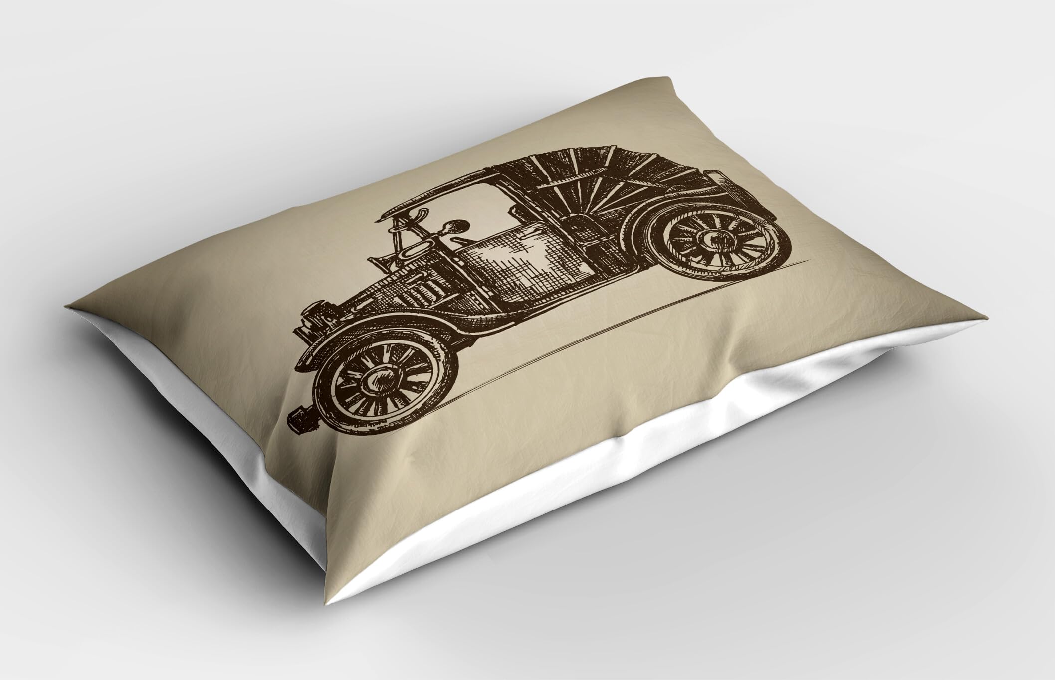 Ambesonne Cars Pillow Sham Set of 2, Classic Retro Car Design Early Prototypes of Automobile Semi Convertible Retro, Quality Microfiber Bedding Item for All Seasons, 30