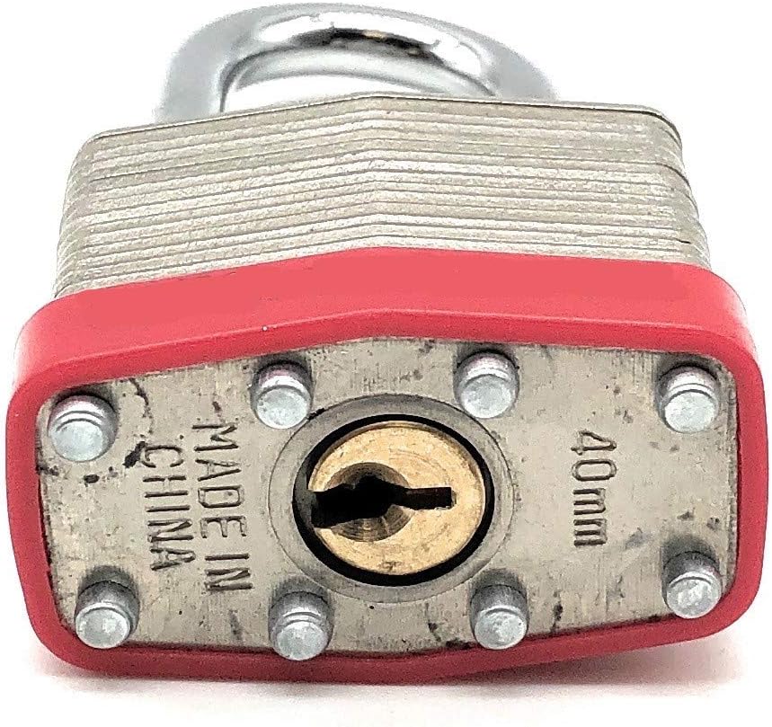 40mm Keyed Alike (A389) Laminated Steel Short Shackle Padlock, Shackle Size is 1 3/4" Wide x 1" Long (12 Pack)