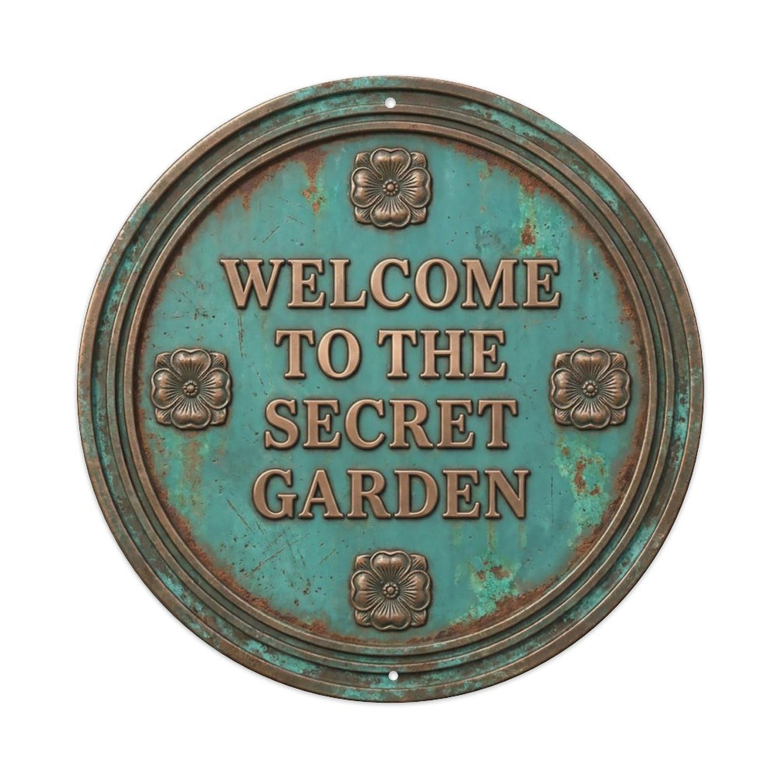 Vintage Welcome Secret Garden Cottage Metal Tin Sign