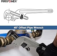 Vista 4 de MAXPOWER Llave de tubo de 18 pulgadas, llave de tubo de extremo resistente de aluminio Llave de fontanería en ángulo de 45 grados