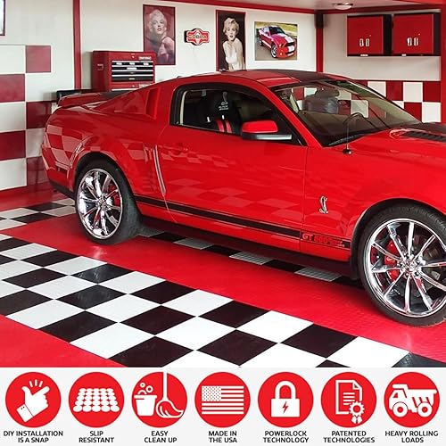 Miniatura 6 de Big Floors RaceDeck Diseño de Placa de Diamante, Baldosa de Piso Modular Entrelazante Durable para Garaje