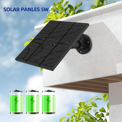 Miniatura 6 de Cargador de panel solar para cámara de 5 W, para panel solar Ring Outdoor Cam Plus, Stick Up Cam Pro, cámara para exteriores (cámara adhesiva),