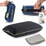 Alkamto Voyages & Coussin confortable en mousse de mémoire Camping – Sac portable facile à transporter – Cas d'oreiller régulateur de température (contour blanc) + Couverture supplémentaire)