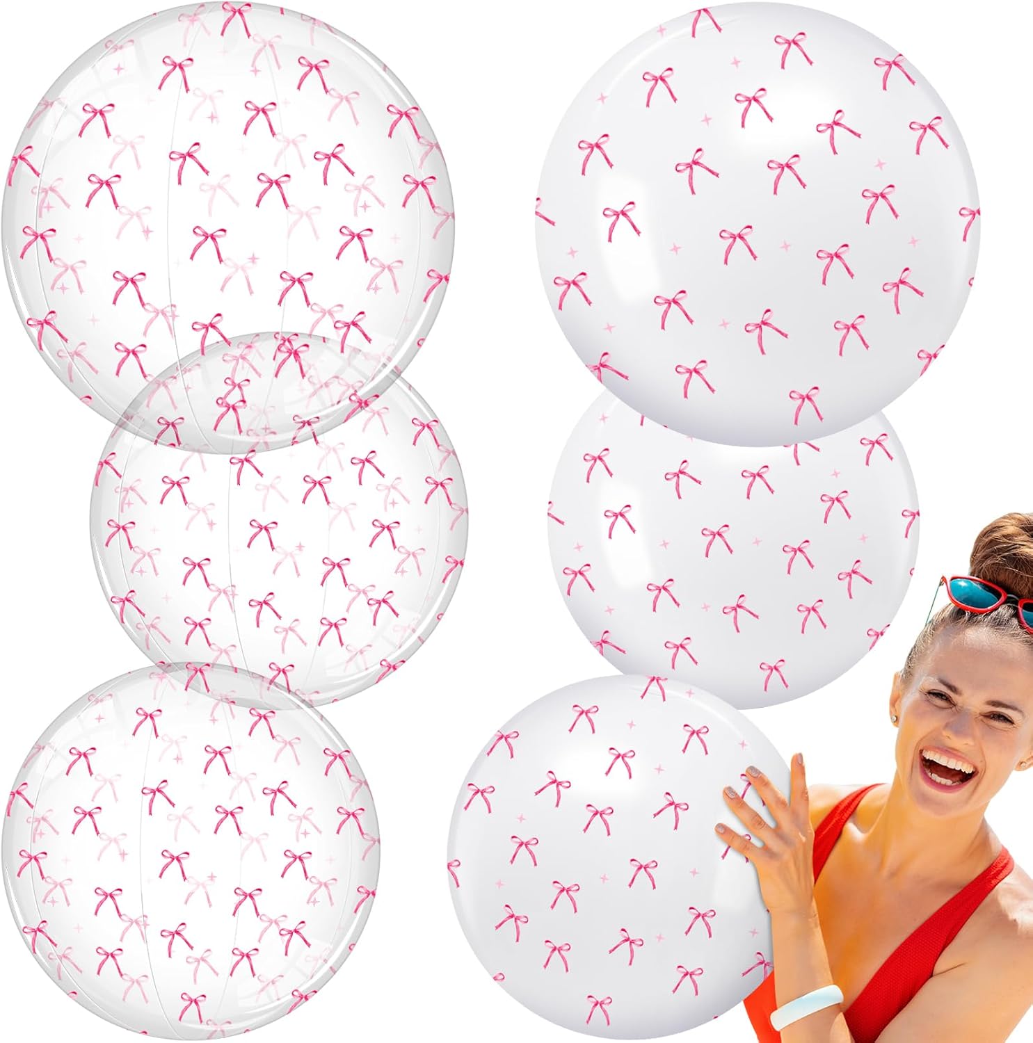 Beach Ball Bulk Coquette Party Inflatable Ball Blow up Bottom for Summer Swimming Pool Hawaiian Tropical Party Decorations Favors