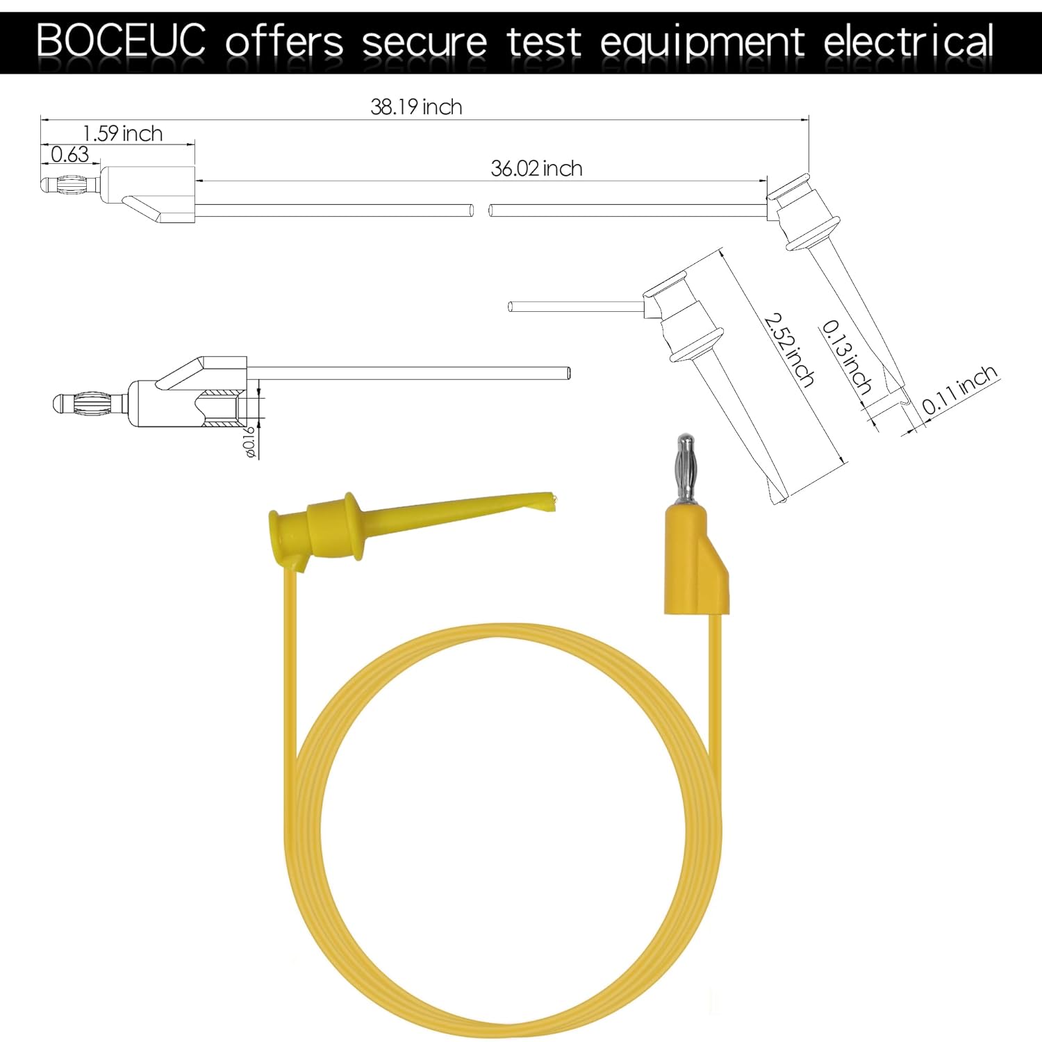 Test Hook Clips 4mm Stackable Banana Plug to Minigrabber Cable Wire Leads for Multimeter Electrical Testing(5 PCS)