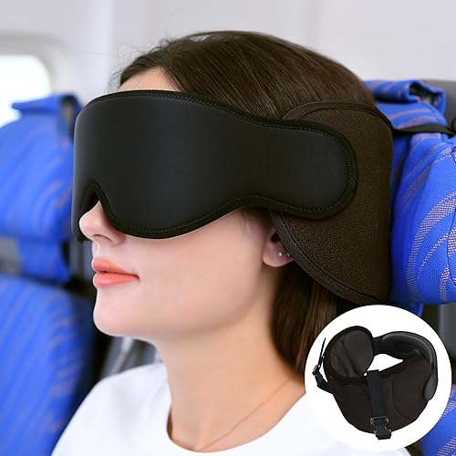 Miniatura 11 de Almohada de viaje para aviones, almohada de avión para vuelo largo, almohada cervical con máscara de ojos para dormir, almohada de viaje portátil