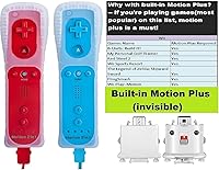 Vista 2 de TechKen Motion Plus Wii Controllers 2Packs with Nunchucks, Wii Remote Controllers Compatible for wii and Wii U with Built in Motion Plus rojo y azul