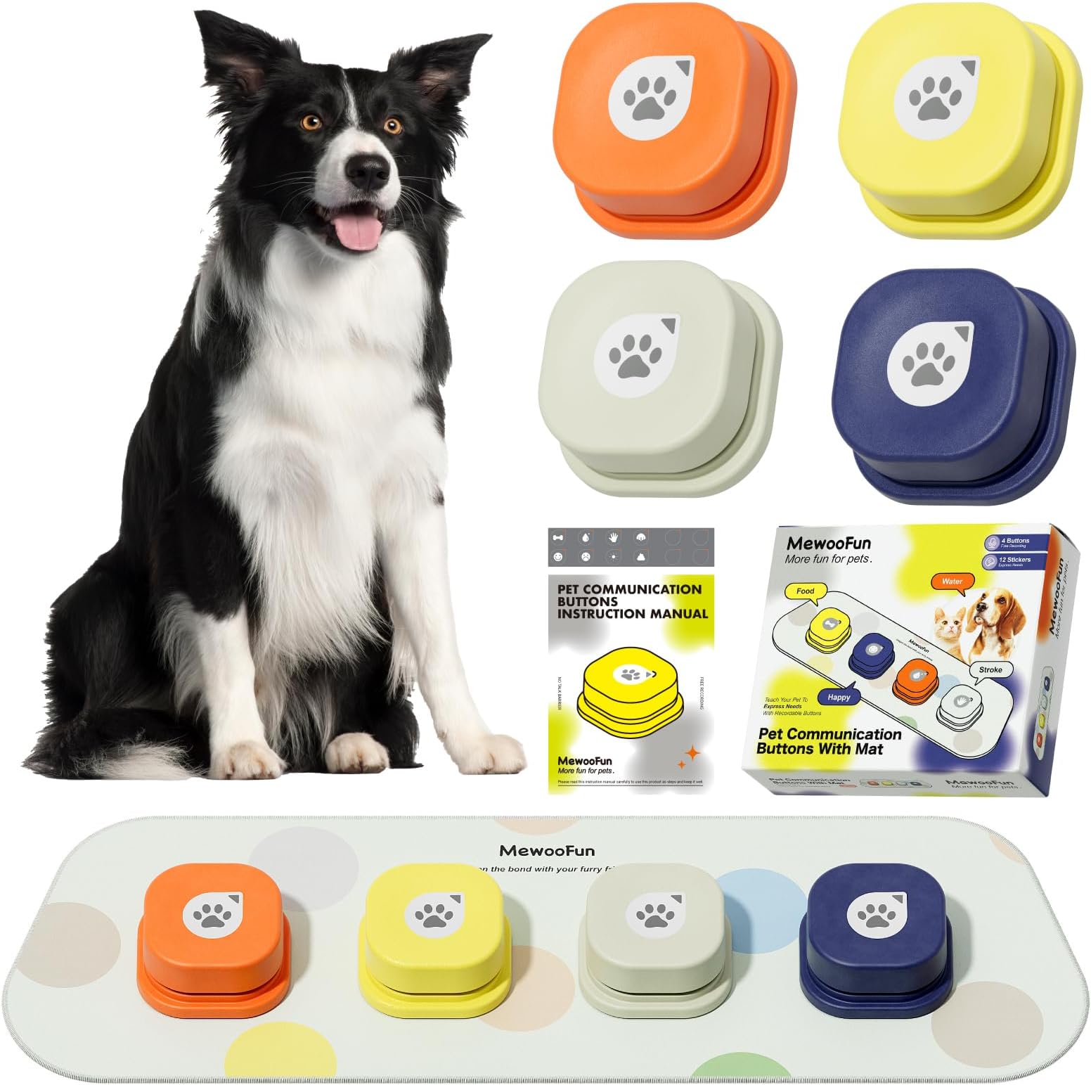 MEWOOFUN Dog Buttons for Communication Talking Dog Buttons