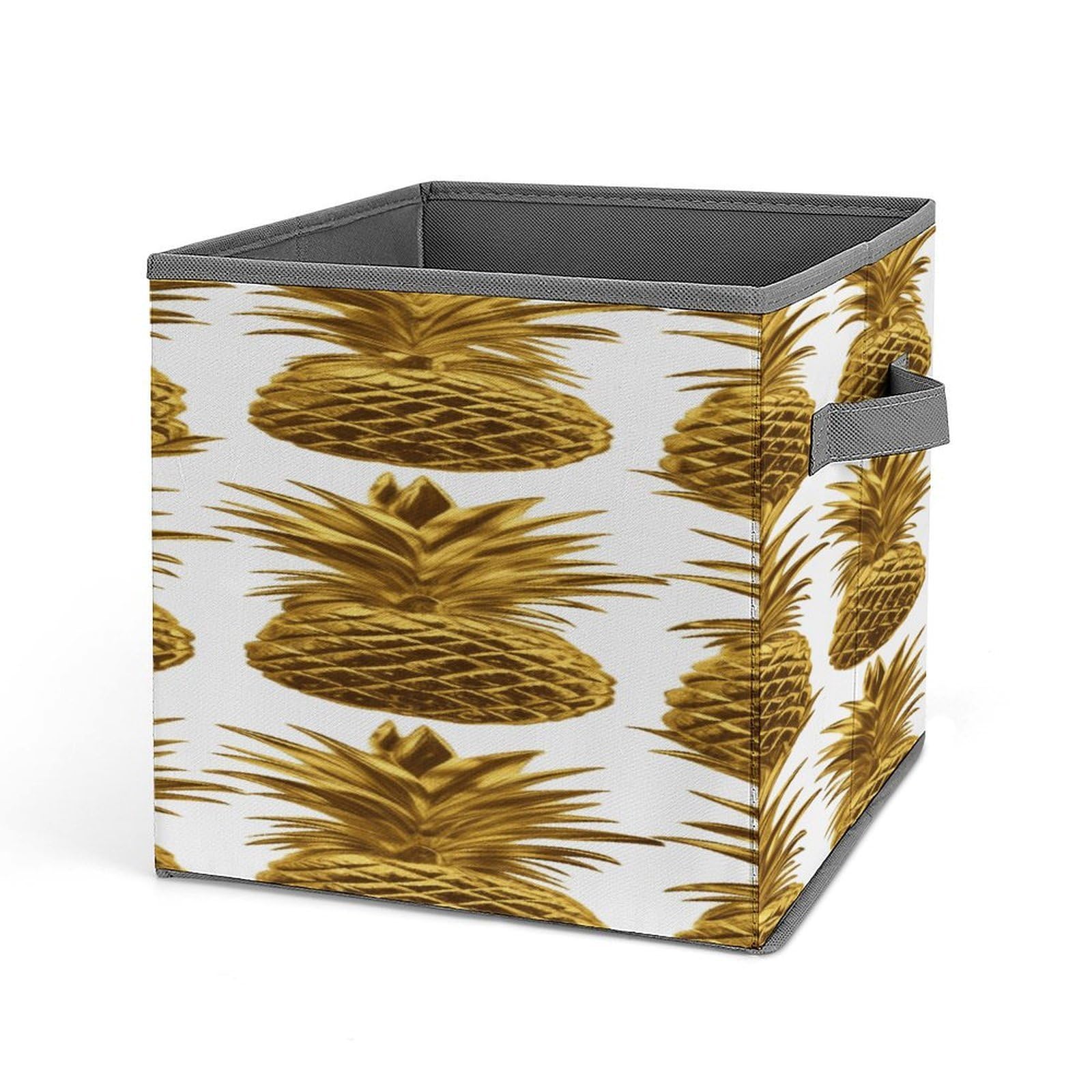 Fekiloot Style Gold Pineapple Background Storage Bins Storage Baskets