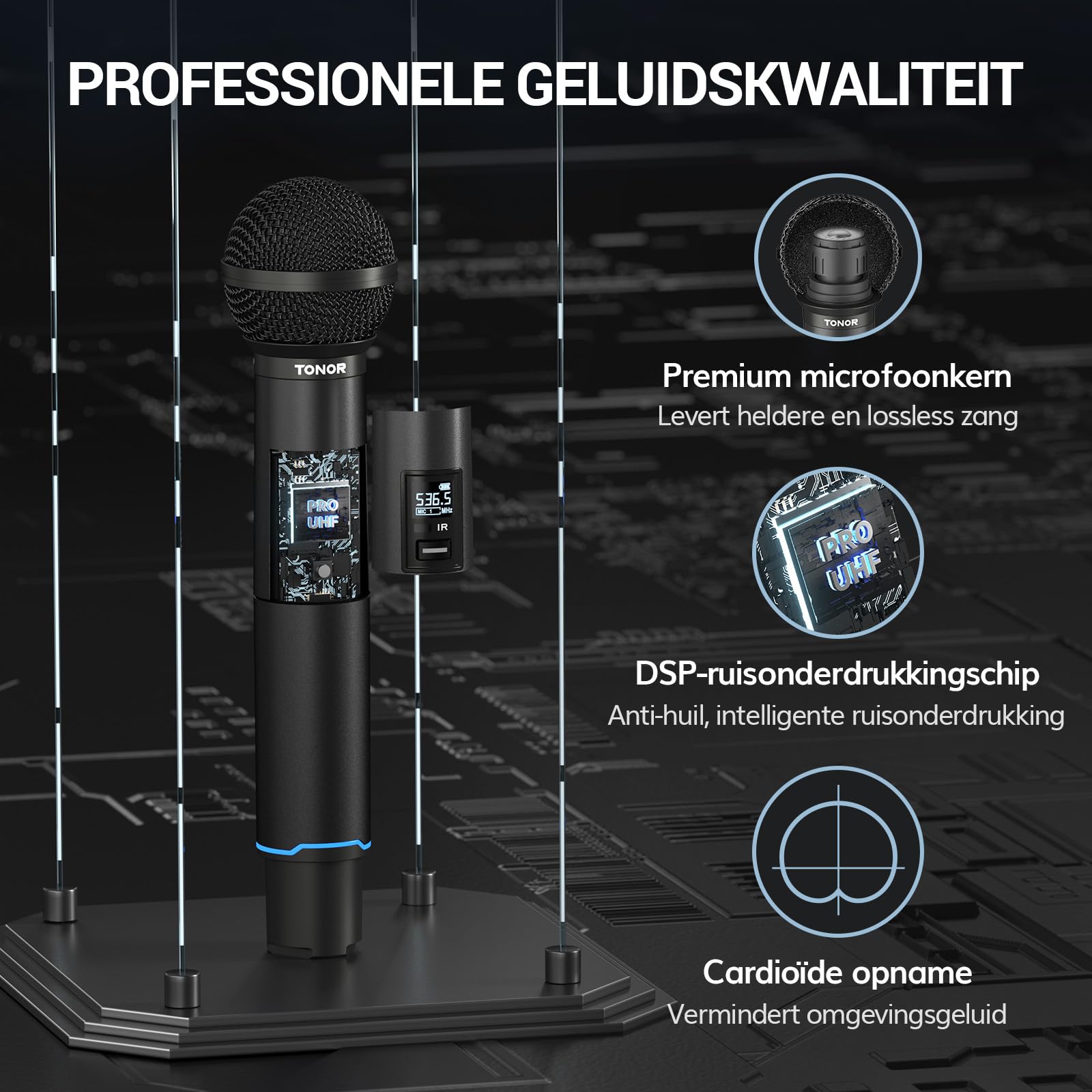 TONOR TW821 Lavalier Mikrofon Set Wireless 4 Kanäle Bodypack für Karaoke & Reden