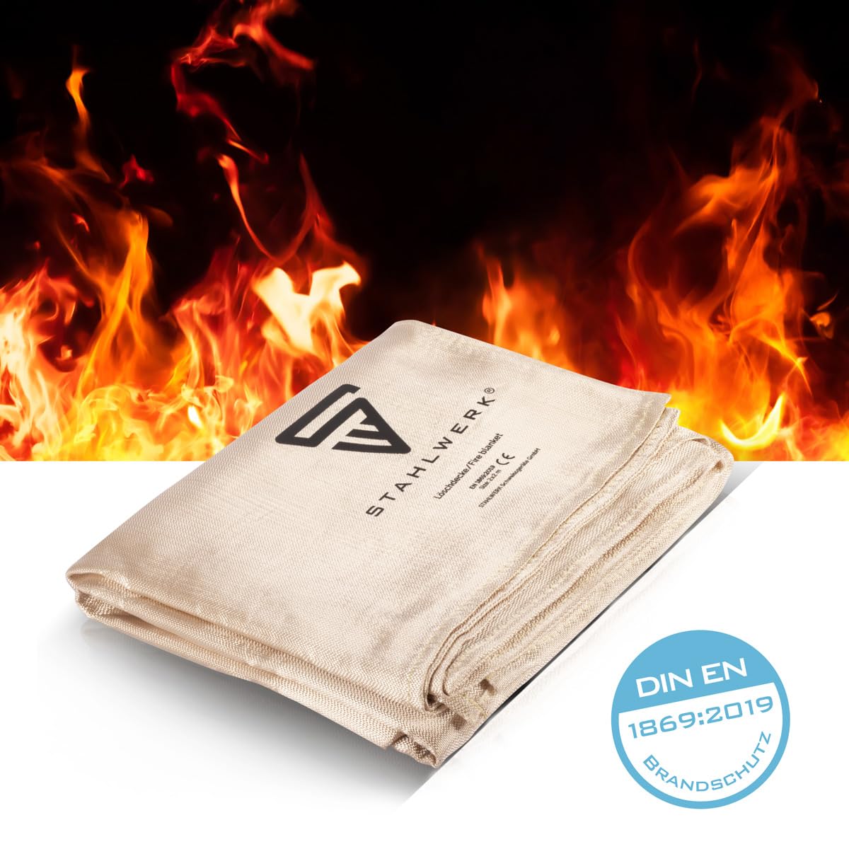 STAHLWERK Couverture anti-feu 200 x 200 cm fibre de verre DIN EN 1869:2019 Couverture anti-feu | Couverture anti-feu | Couverture de soudage