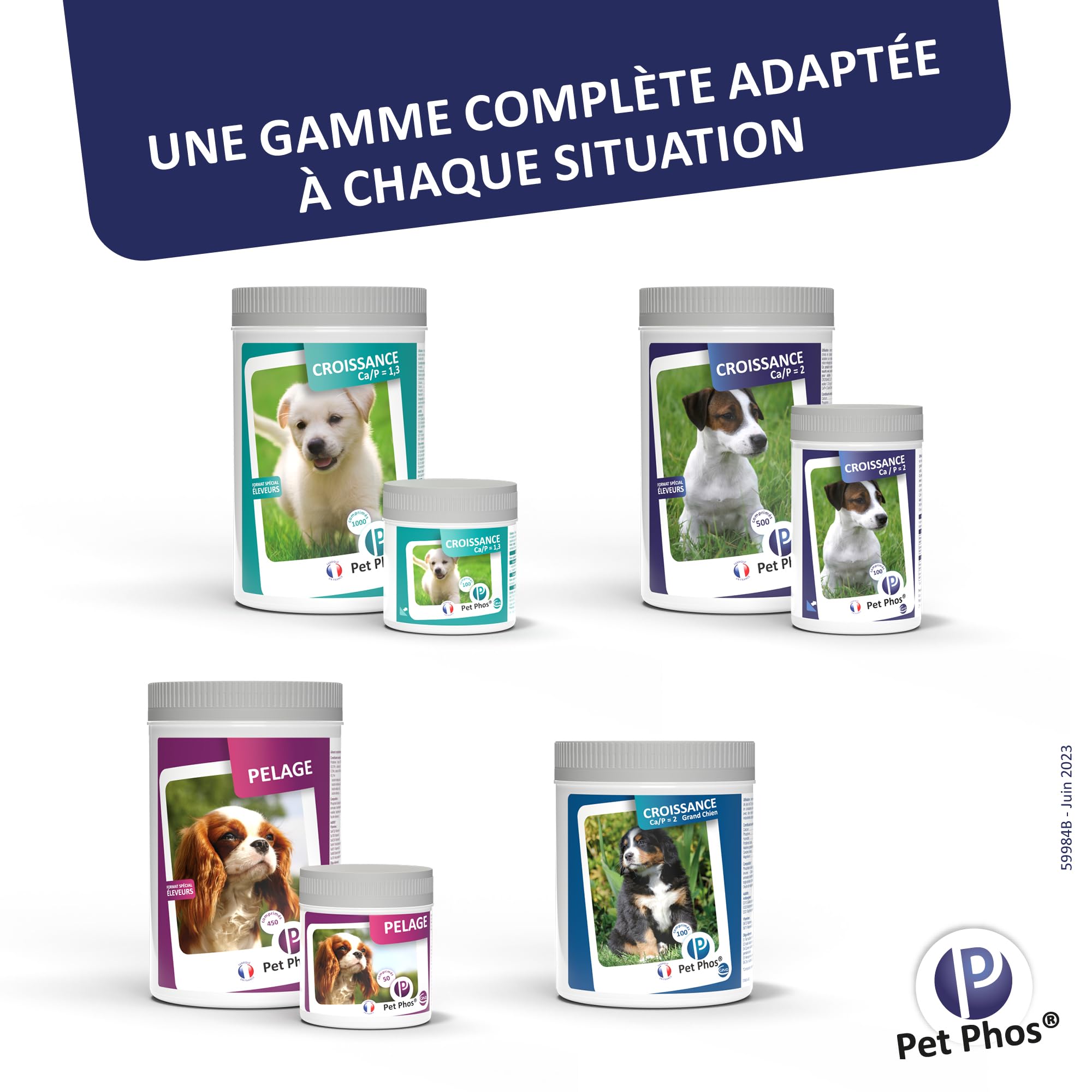 Pet-Phos Canin Croissance Ca/P=2-1 Boite de 100 comprimes complement Croissance