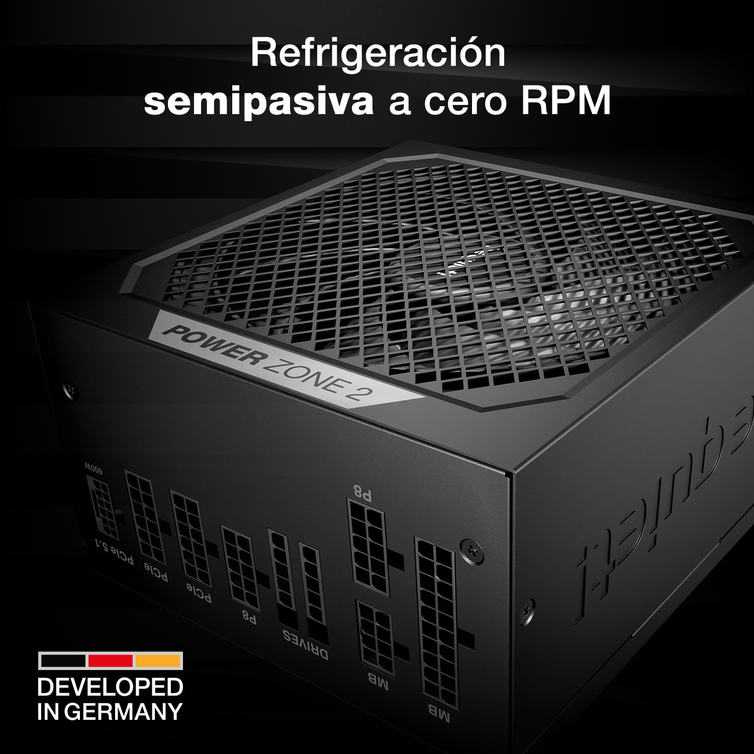 be quiet! Power Zone 2 1000W Fuente de alimentación, 80 Plus® Platinum, Cybenetics Platinum, refrigeración semipasiva, Ventilador Pure Wings 3, ATX 3.1, PCIe 5.1, Conector 12V-2x6, raíl de 12 V