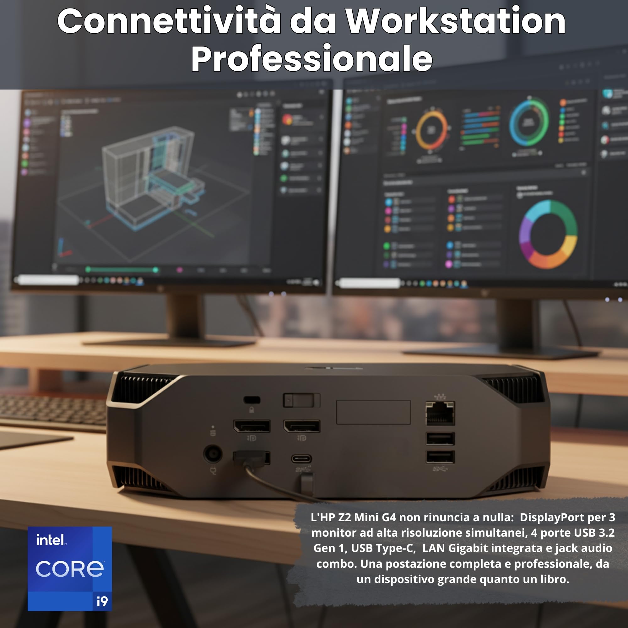 HP Z2 Mini G4 Workstation Mini PC Professionale Certificata ISV | Intel Core i9-9900 9a Gen 8 Core 16 Thread 5.0GHz | 32GB DDR4 | SSD NVMe 512GB | Win 11 Pro | Ricondizionato | Garanzia 36 Mesi