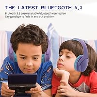 Vista 16 de Auriculares inalámbricos para niños, auriculares Bluetooth para niños pequeños, con aislamiento sobre la oreja, auriculares plegables con micrófono