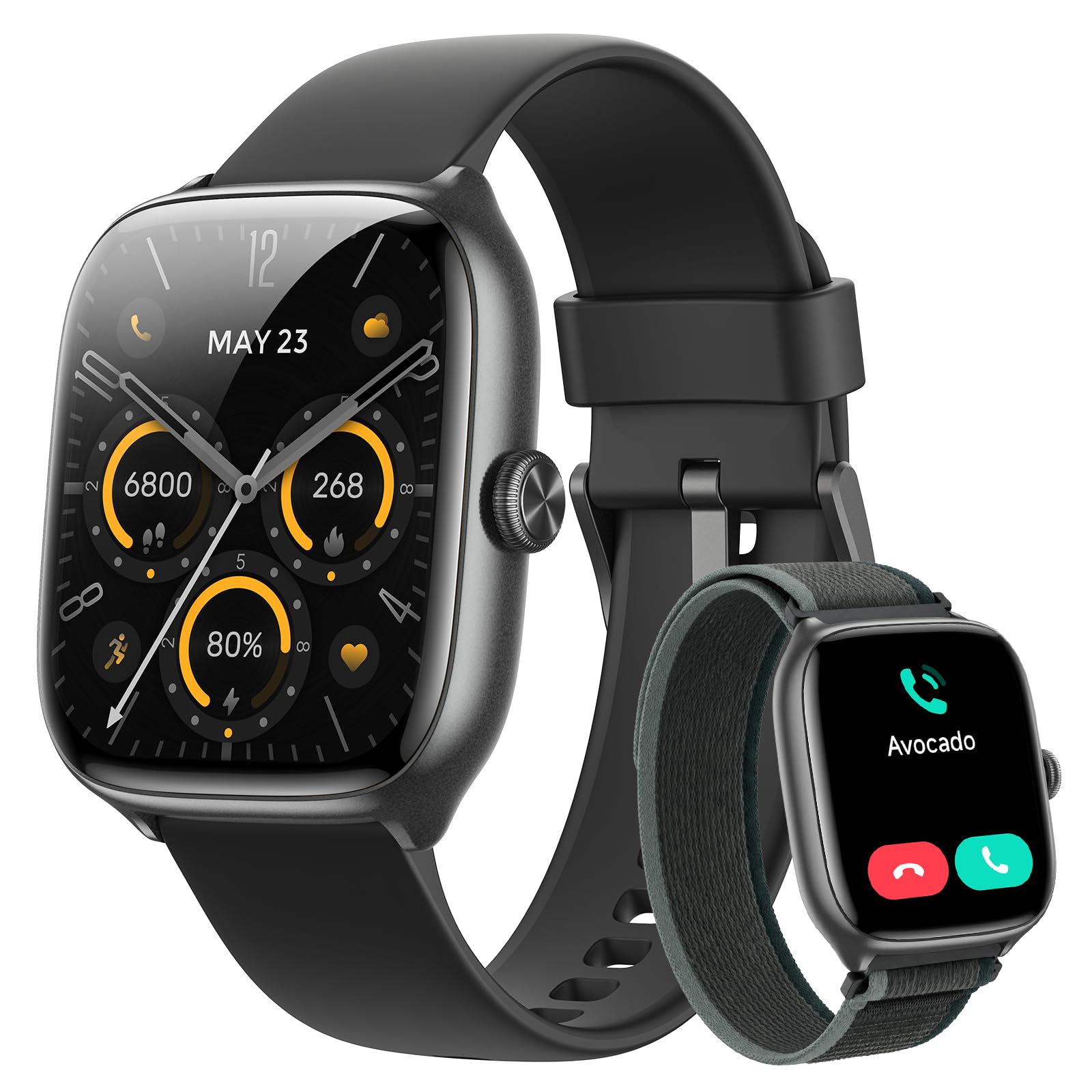 Smartwatch Mujer Hombre, Pantalla AMOLED 1,75" Reloj Inteligente con Llamadas Bluetooth y Asistente IA, Monitor de Frecuencia Cardíaca SpO2 Sueño, Seguimiento del Ciclo Femenino, 100+ Modos Deportivos