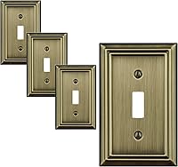 Vista 17 de Placa de pared de metal Adler con cubierta triple para interruptor de luz, paquete de 2 unidades de latón antiguo de 3 bandas, cubierta decorativa