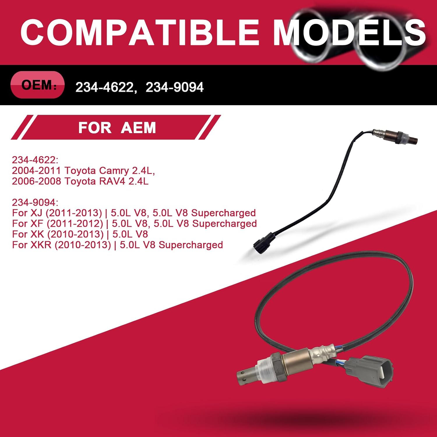 O2 Sensor Upstream & Downstream Oxygen Sensors Compatible with 2005-2011 Toyota Camry 2.4L, 2006-2008 Toyota RAV4 2.4L Replaces# 234-4622 234-9049
