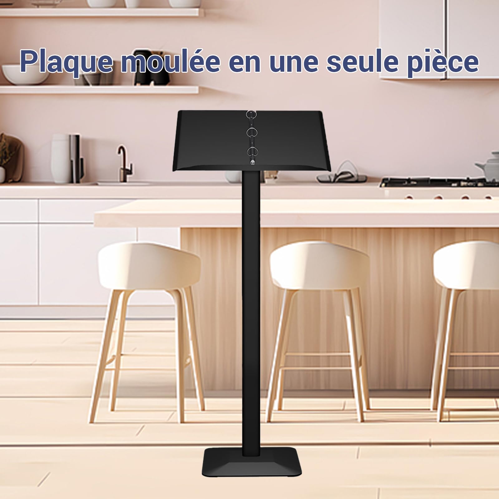 Présentoir pour menu d'extérieur en métal - Résistant aux intempéries - Avec kit d'outils - Support pour restaurant, café, boutique (Noir)