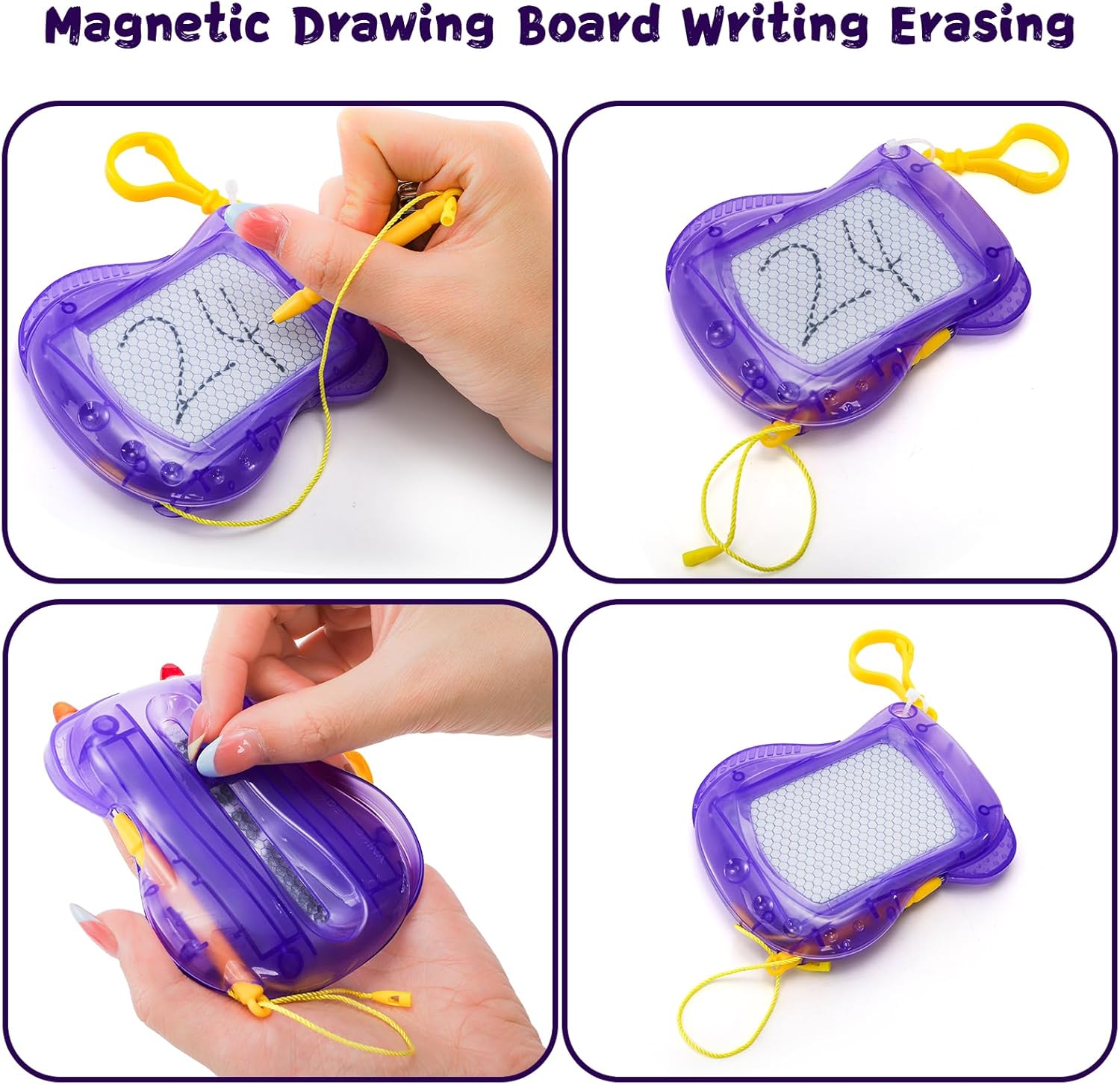 Peohud 24 Pack Mini Magnetic Drawing Board, Bulk Erasable Doodle Sketch Writing Pad, Small Backpack Keychain Clip Board for Office Birthday Party Favors - Image 5
