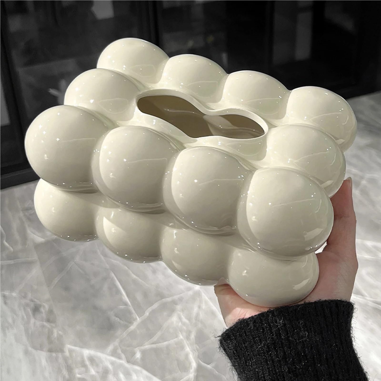 Chusteczki nawilżane uchwyt antypoślizgowe ceramiczne chusteczki nawilżane pudełko pokrywa do salonu domu gospodarstwa domowego kuchnia blat (jasnobrązowy)