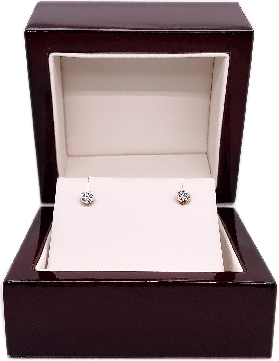 1/4 Carat Lab Grown Diamond Round Stud Earrings in 14k Gold (G-H, SI1-SI2, cttw) Bezel Set Screw Back by Diamond Wish