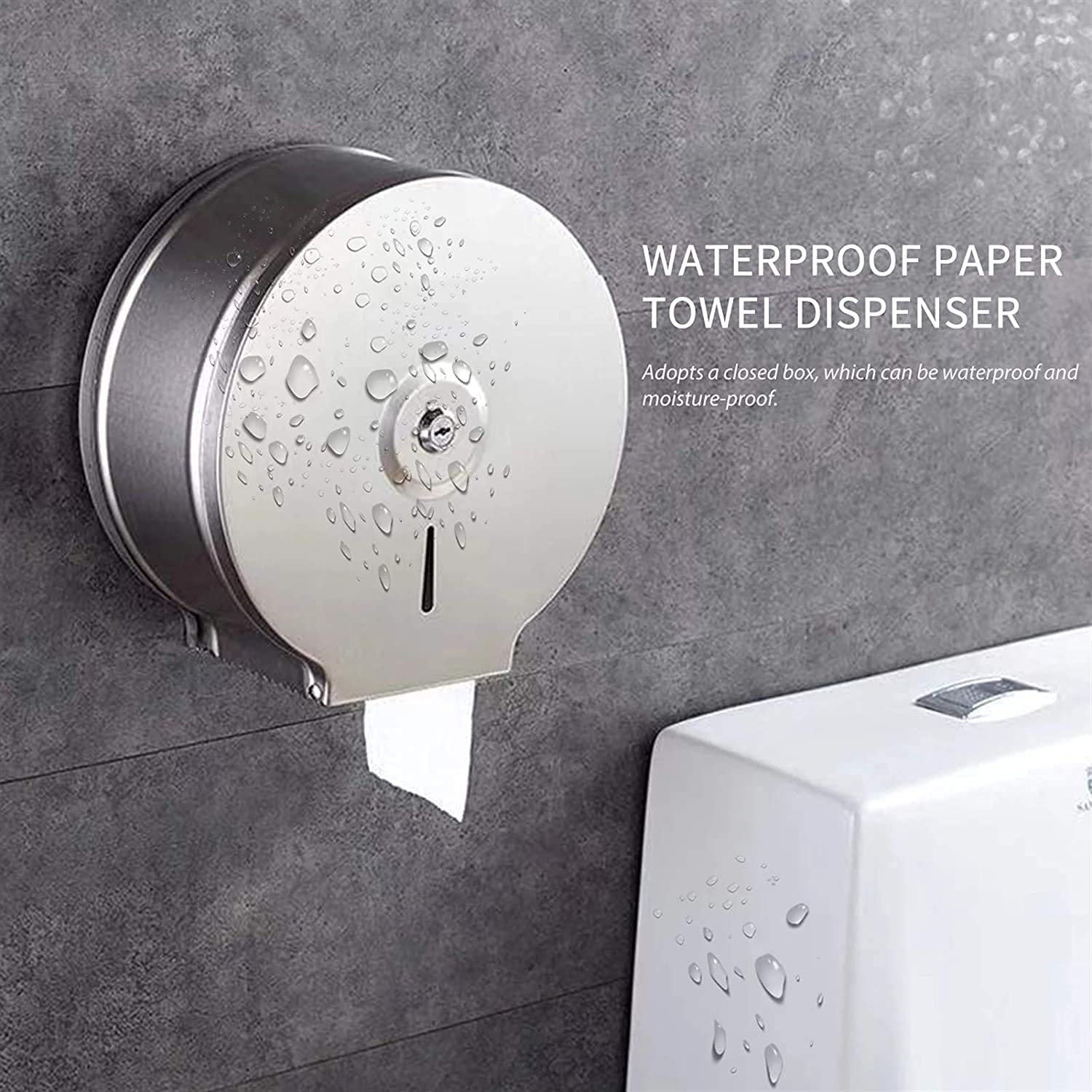 BKEKM Dispenser Salviette Dispenser di Asciugamani di Carta in Acciaio Inossidabile Dispenser di Asciugamani di Carta Commerciale a Parete Porta Asciugamani di Carta Impermeabili Moda