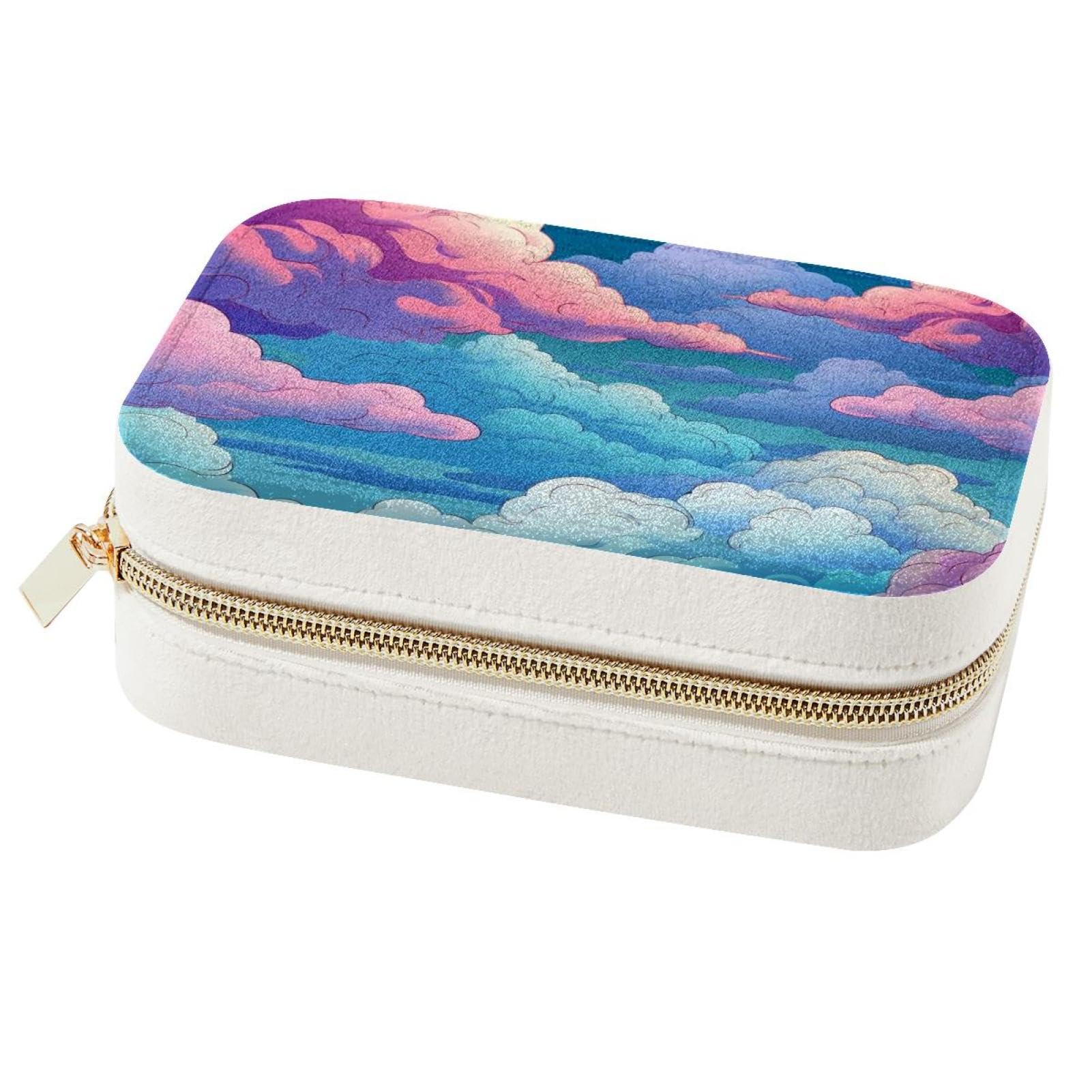 Boîte à bijoux portable nuages roses pour ne plus perdre vos bagues