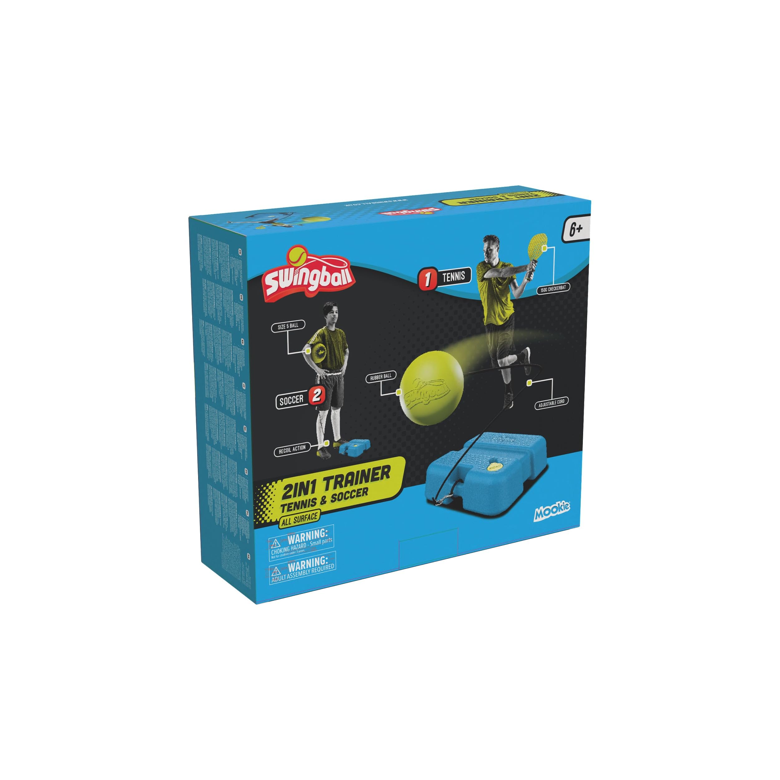 Swingball 2-en-1 Réflexe Tennis & Football – Jeu Extérieur avec Base Stable à Remplir – Ballon Football Élastique et Raquette Tennis – Dès 6 Ans – Compact et Facile à Installer
