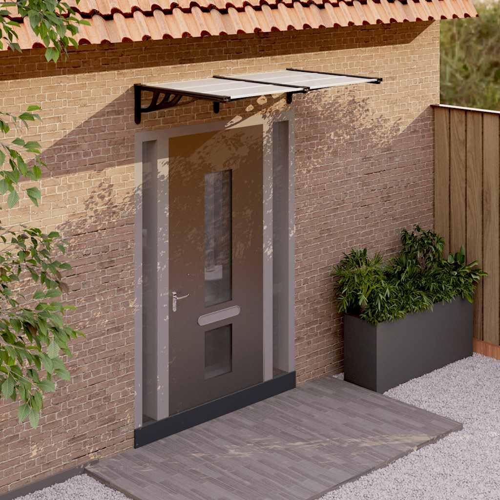 vidaXL Türvordach Überdachung Haustür Pultvordach Türdach Haustürvordach Haustürdach Vordach Regenschutz Schwarz Transparent 152,5x90cm Polycarbonat