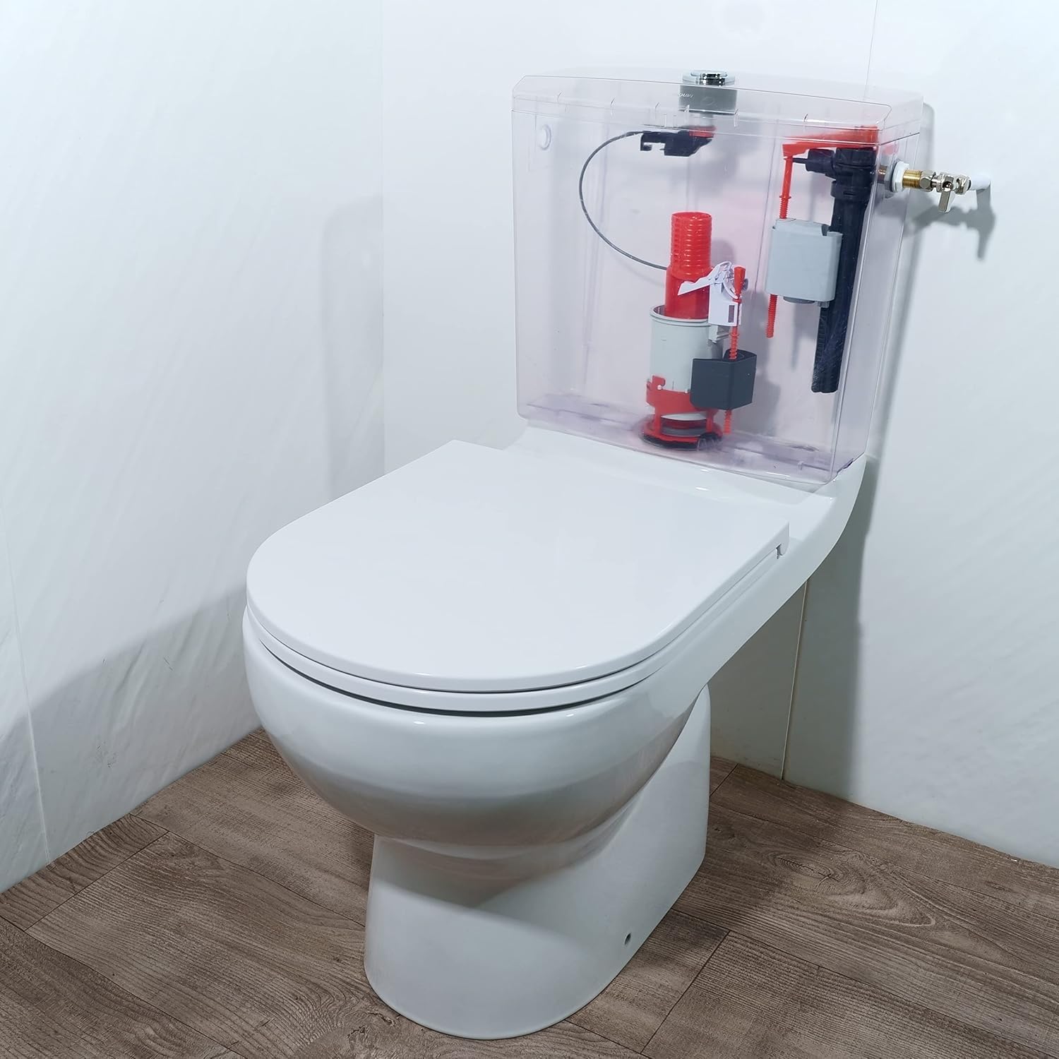 Wirquin 10723882 Mécanisme chasse d'eau wc double chasse avec bouton poussoir à câble Tronic, gris