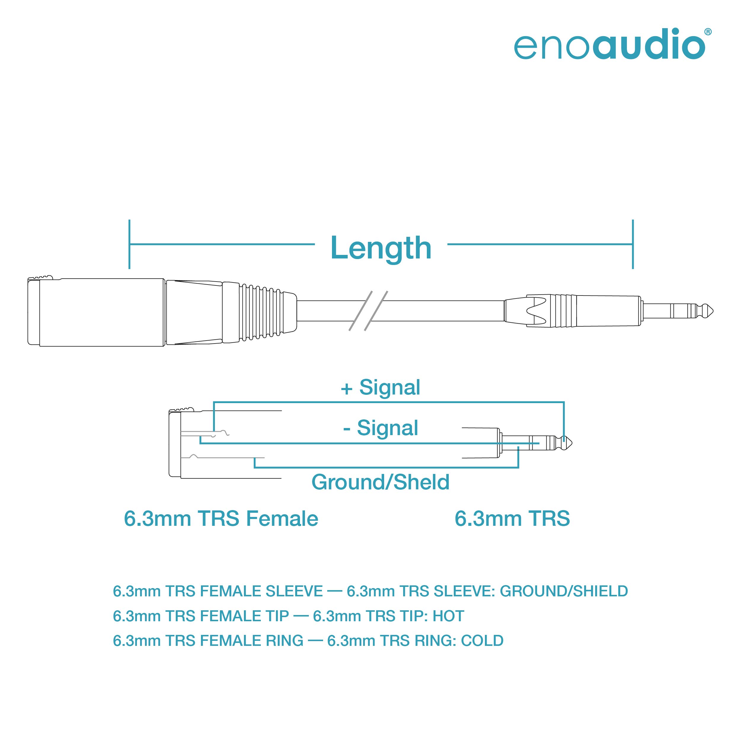 enoaudio Mogami 2534 Quad Verlängerung Kabel Kopfhörer Symmetrische | Neutrik Gold 6,3mm TRS klinke - 6,3mm Buchse | HiFi, 2,0 m