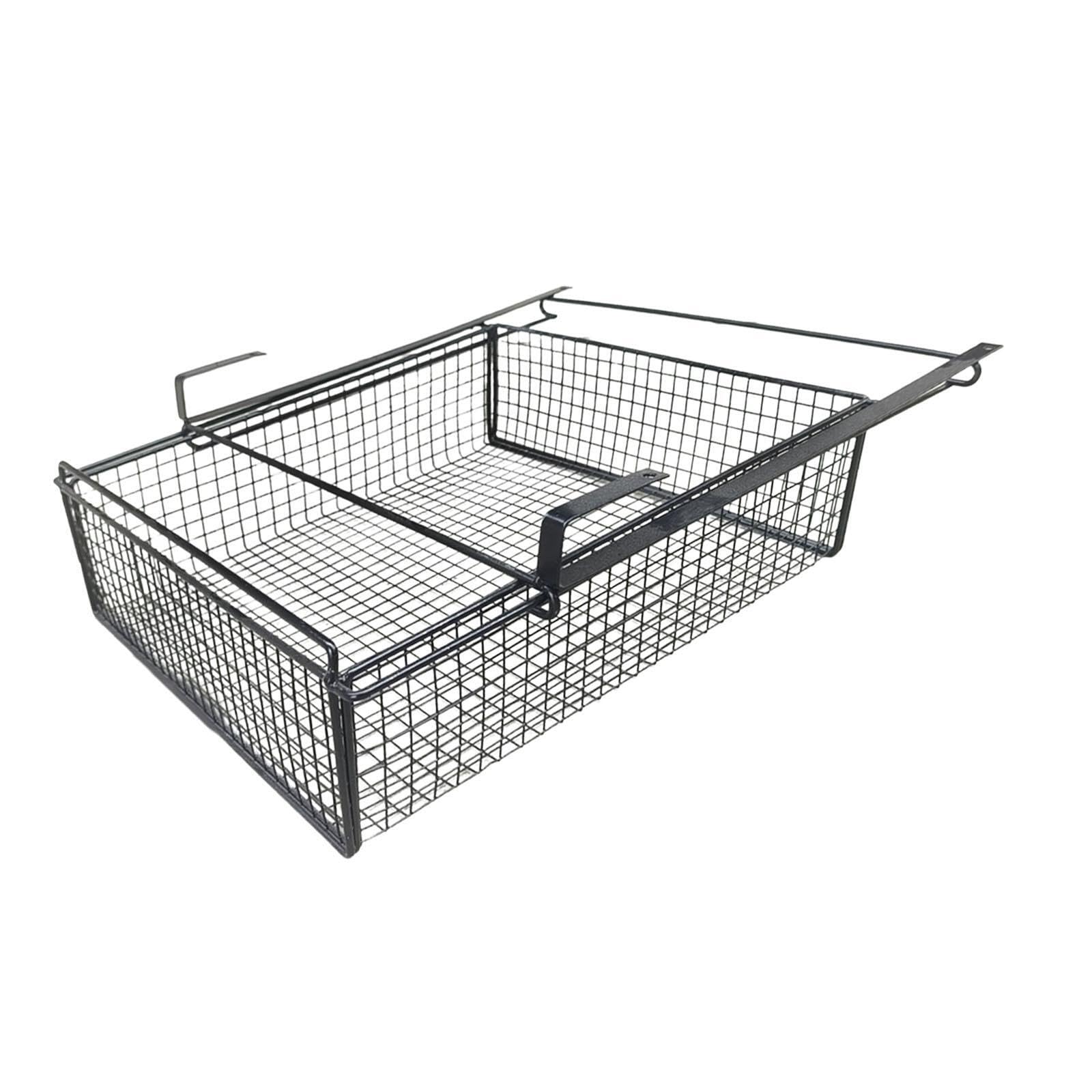TWISAXC Bathroom Office Pantry Iron Drawer Basket Bin Sliding Under Shelf Storage Organizer For Smooth Sliding Under Shelf Storage Organizer For Closet Hats Iron Clothes Basket, black, M