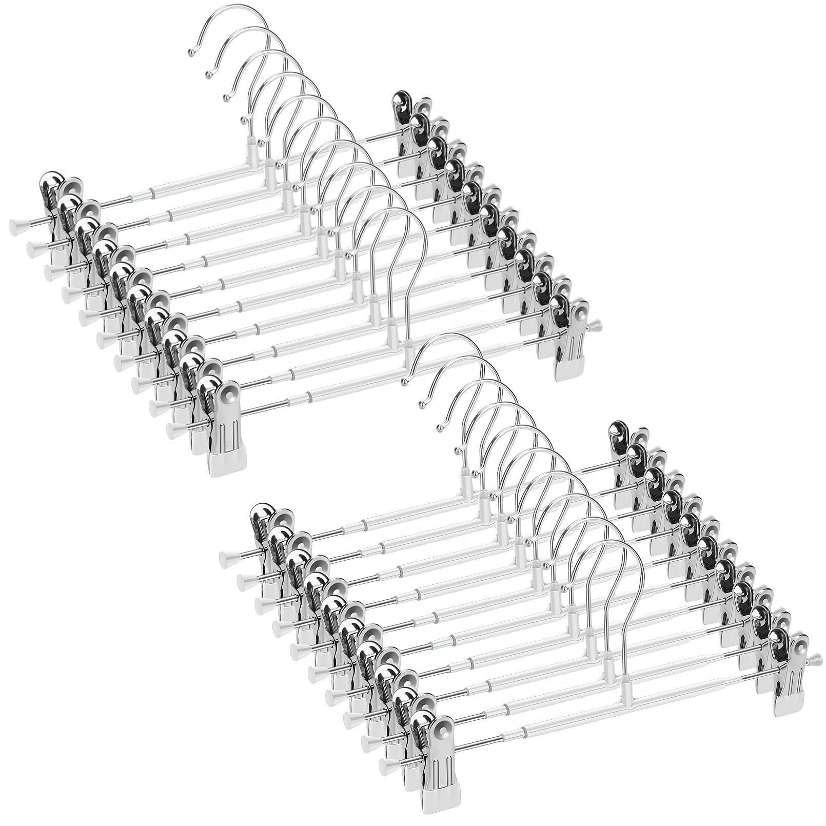 Lamitocs 20 Pack Pants Hangers with Clips,Skirt Hangers Space Saving, Heavy-Duty Pant Hangers Metal Clothes Hanger for Closet,White