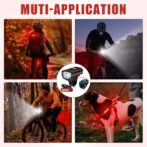 Miniatura 7 de Hanaive Juego de 4 luces LED brillantes para bicicleta, recargable por USB, faros delanteros y traseros, impermeables, accesorios de ciclismo para