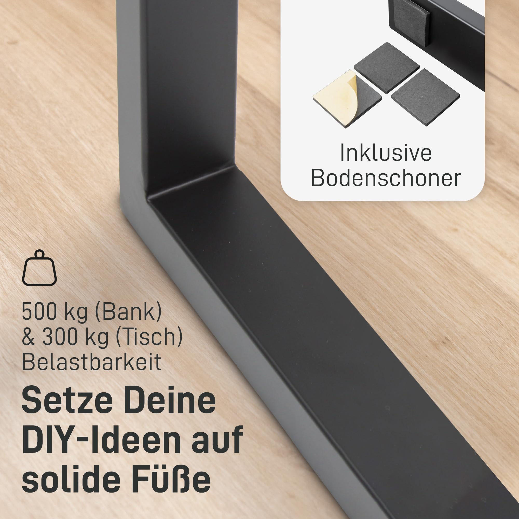 Natural Goods Berlin Tisch-Kufen T-Form | Schwerlast Tischgestell aus Metall | Möbel-Kufen stabil | Tischbeine für Esstisch & Schreibtisch | Tischfüße in Schwarz | Tischbein 60x72 cm