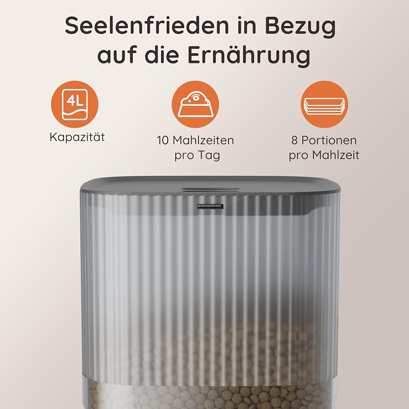 WOPET 4L WiFi Automata Macska Etető - Applikációs Vezérlés, Lassú Etetés, Hangfelvétel, Napi 1-10 Étkezés Macskáknak és Kutyáknak